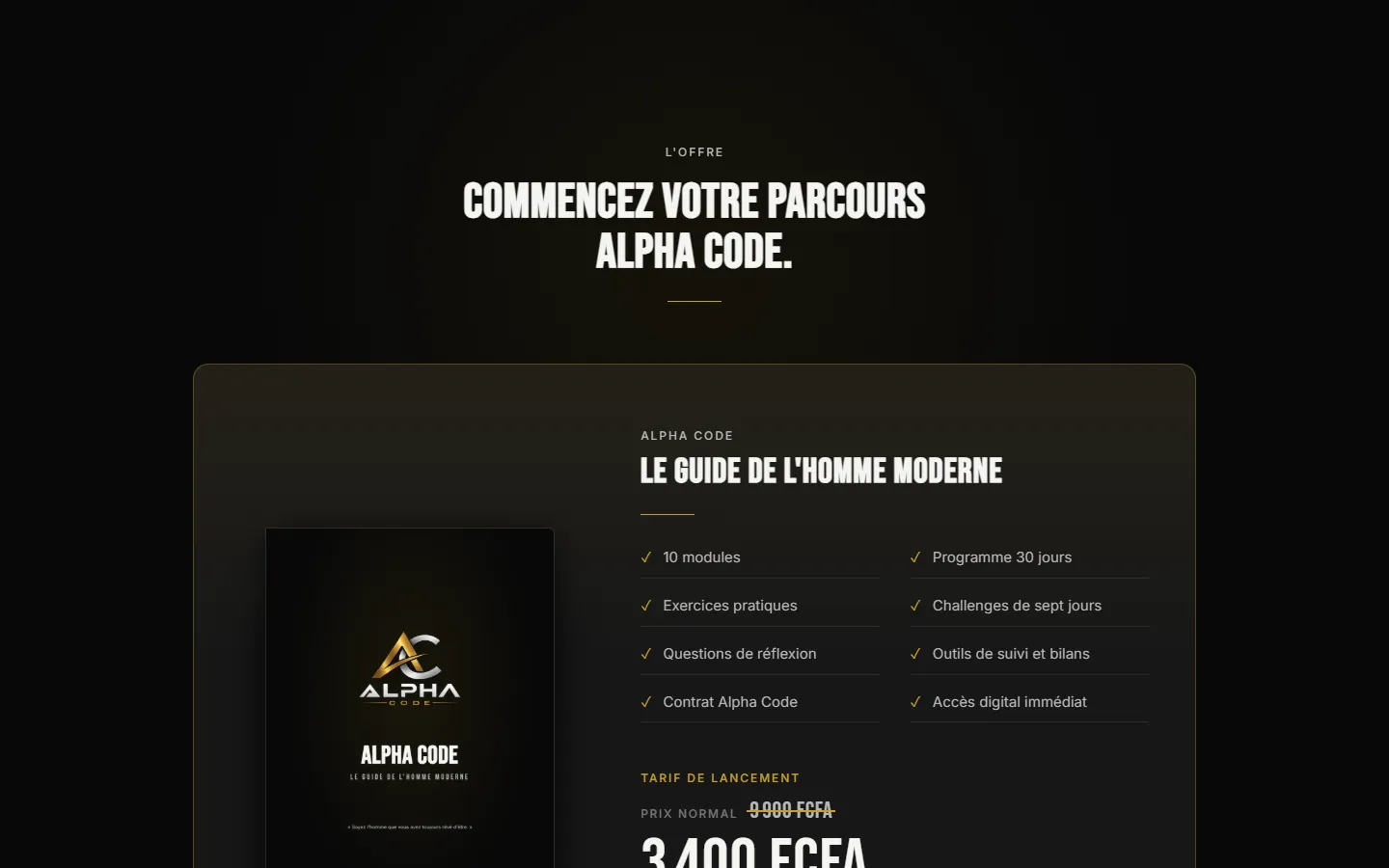 Section de l'offre du site ALPHA CODE